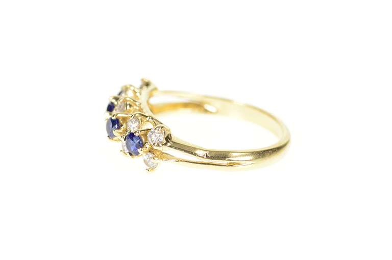 14K Yellow Gold Syn. Sapphire Cubic Zirconia Wedding Band Ring