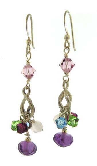 Sterling Silver Multi Gemstone Dangle Earrings