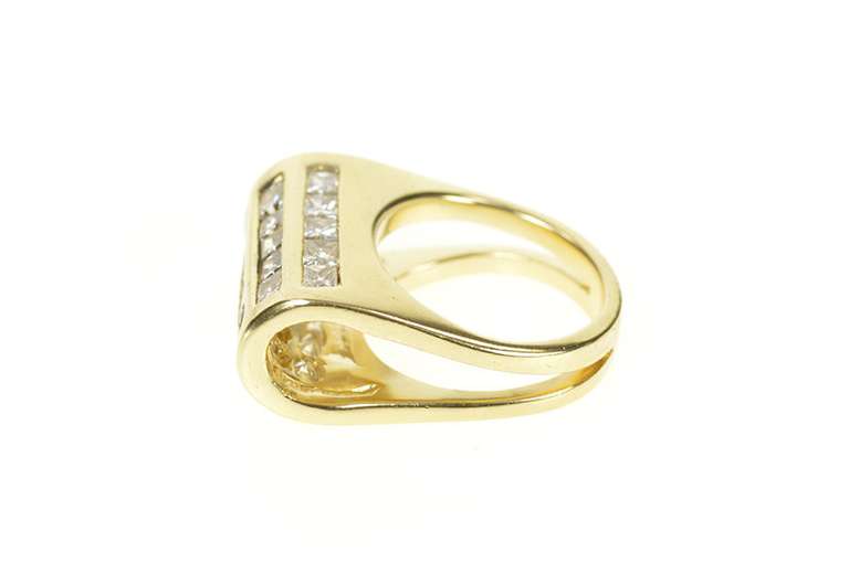 14K Yellow Gold 2.00 Ctw Five Row Princess Diamond Statement Ring