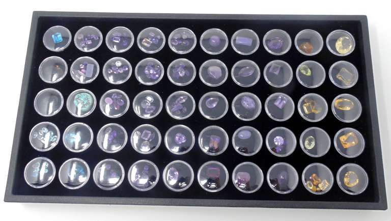 Tray of Colorful Loose Gemstones