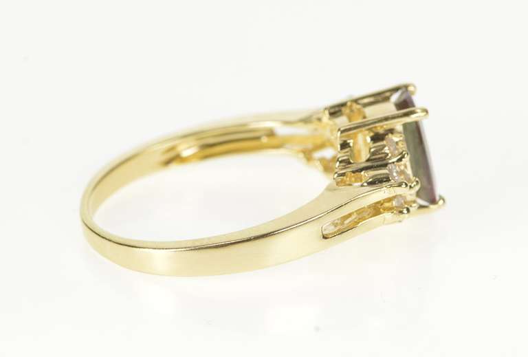 14K Yellow Gold Color Change Garnet Diamond Engagement Ring