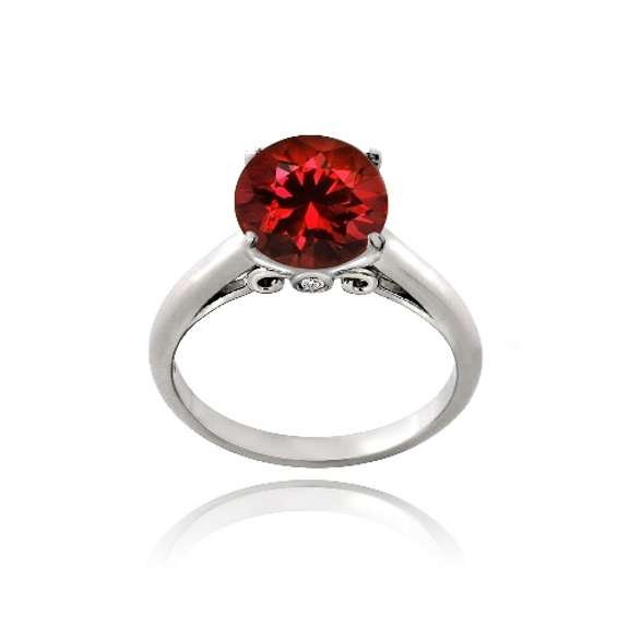 Sterling Silver 2.25ct Created Ruby Round Solitaire Ring