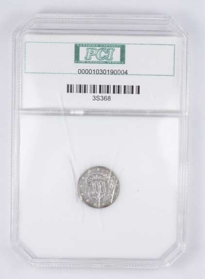 MS60 1868 Silver Three-Cent Piece - Trime - Type III - Graded PCI
