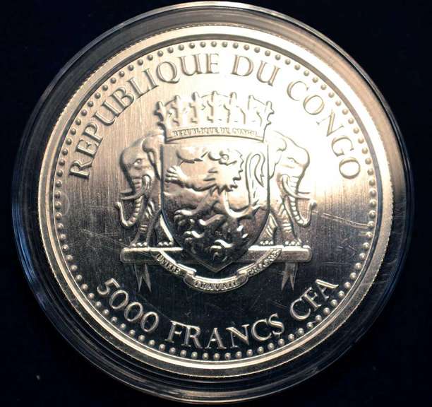 2016 Congo Silverback Gorilla 5000 Franc 1 OZ Silver Coin