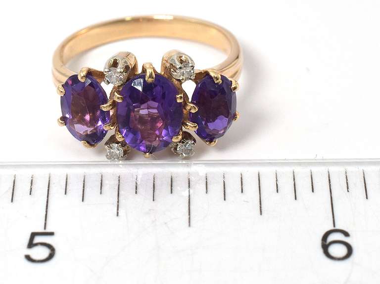 Amethyst & White Sapphire Ring in 14KT Yellow Gold