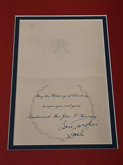 Framed President &Jackie Kennedy Photo And Signed Christmas Card.