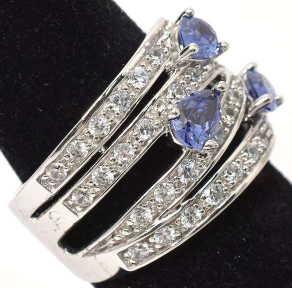 Sterling Silver Blue and White CZ Ring