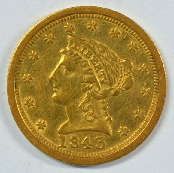 Rare Near Mint 1843-O LARGE DATE $2.50 Liberty Gold