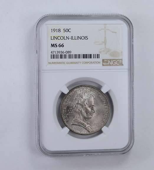 MS66 1918 Lincoln-Illinois Commemorative Half Dollar - Graded NGC