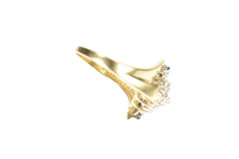 10K Yellow Gold Two Tone Diamond Accent Textured Bypass Ring