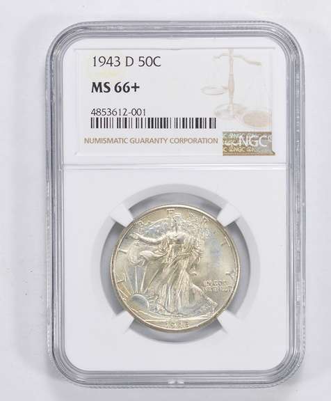 MS66+ 1943-D Walking Liberty Half Dollar - NGC Graded