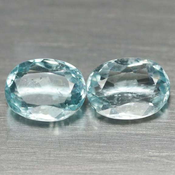Baby blue 2.24ct pair of Santa Maria Aquamarines