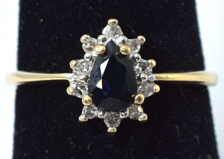 Dainty Sapphire & Diamond Ring in Yellow Gold