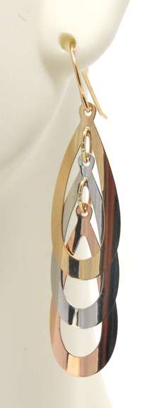Nice Yellow Gold Triple Teardrop Dangle Earrings