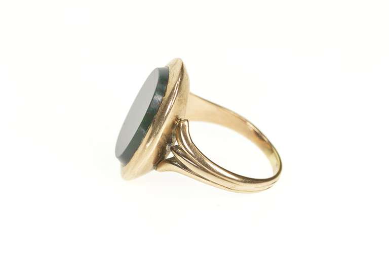 14K Yellow Gold Bloodstone 1960's Retro Statement Cocktail Ring