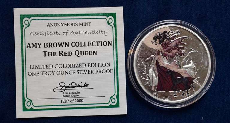 Amy Brown The Red Queen 1 OZ Silver Round With COA