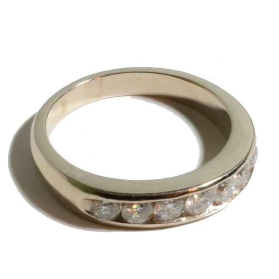 14 K Yellow Gold Channel Set 7 Diamond Ring