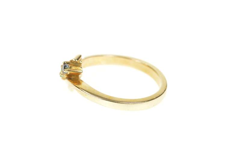 14K Yellow Gold Retro Emerald Diamond Sapphire Peridot Bypass Ring