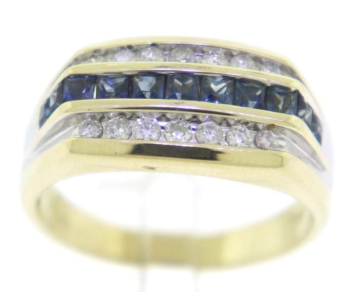 Divine Princess Cut Blue Sapphire and Diamond Ring