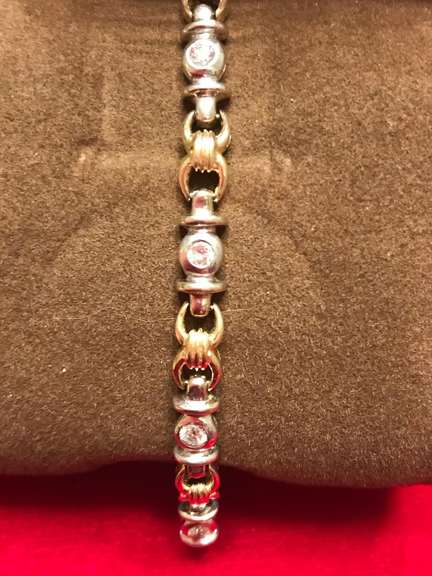 14K WHITE AND YELLOW GOLD DIAMOND BRACELET