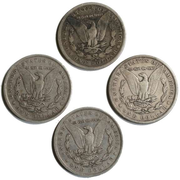1880 S 1884 O 1889 O & 1891 O Morgan Dollars