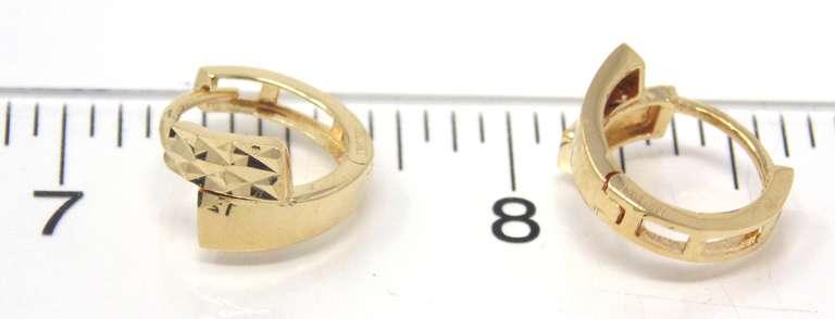 Lovely Yellow Gold Diamond Cut Huge Earrings