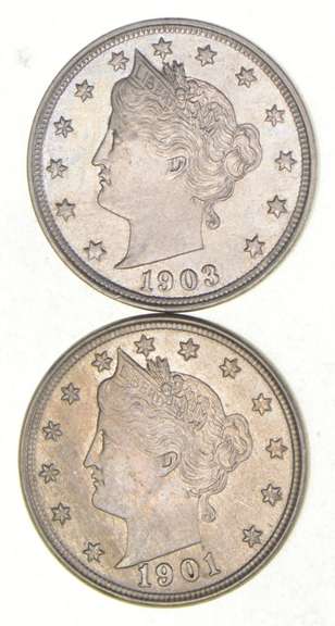 Lot (2) 1901 & 1903 Liberty V Nickels