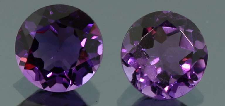 Glittering grape purple 2.31ct 7mm Amethyst pair