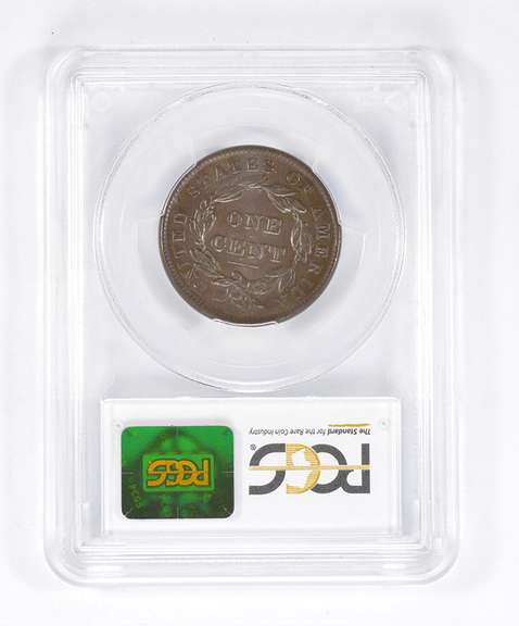 AU58 1838 Young Head Large Cent - Graded PCGS