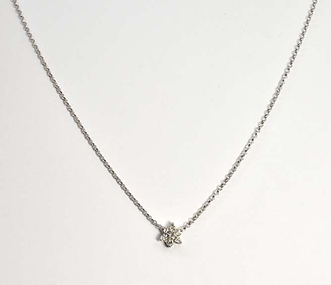 Charming Diamond Star Necklace in 14K WG