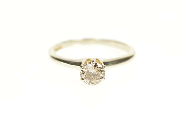 14K White Gold 0.46 Ct Diamond Solitaire Engagement Ring