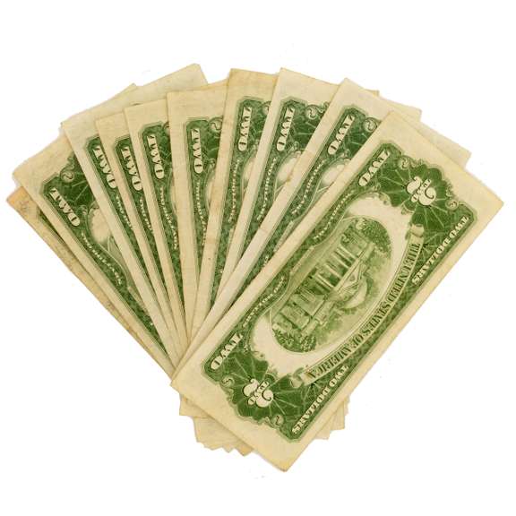 10 Various 1953 Series Red Seal $2 US Notes