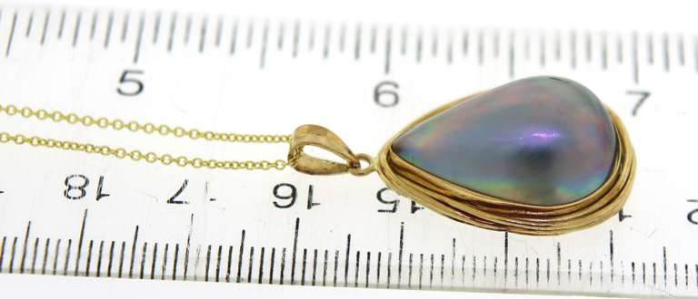 Gorgeous 14kt YG Blue Mabe Pearl Necklace