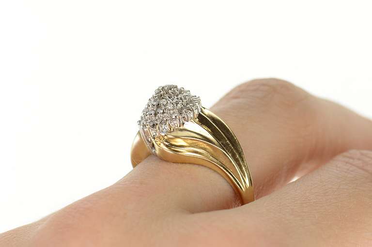 10K Yellow Gold Classic Marquise Diamond Cluster Statement Ring