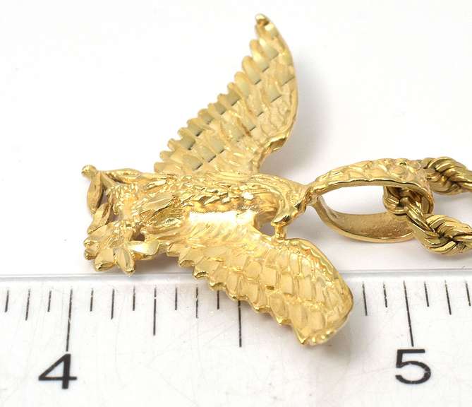 Heavy Eagle Necklace in 14KT Yellow Gold