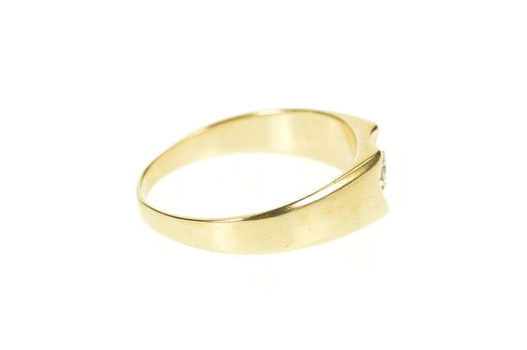 14K Yellow Gold 1960's Men's Diamond Deep Inset Wedding Ring