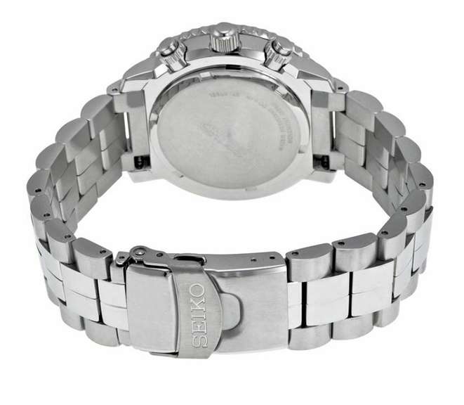 Seiko Chronograph Steel Black Dial Men's Watch