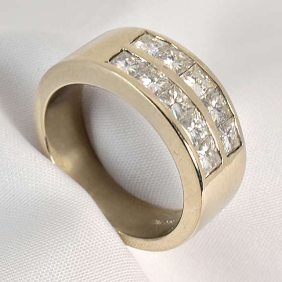 Flashy White Gold Moissonite Wide Band