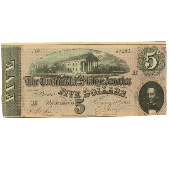 $ 5  CSA Fresh Unc Feb 17 1864 Series Note