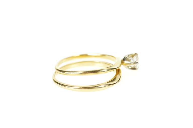 18K Yellow Gold 0.28 Ct Diamond Solitaire Engagement Bridal Ring