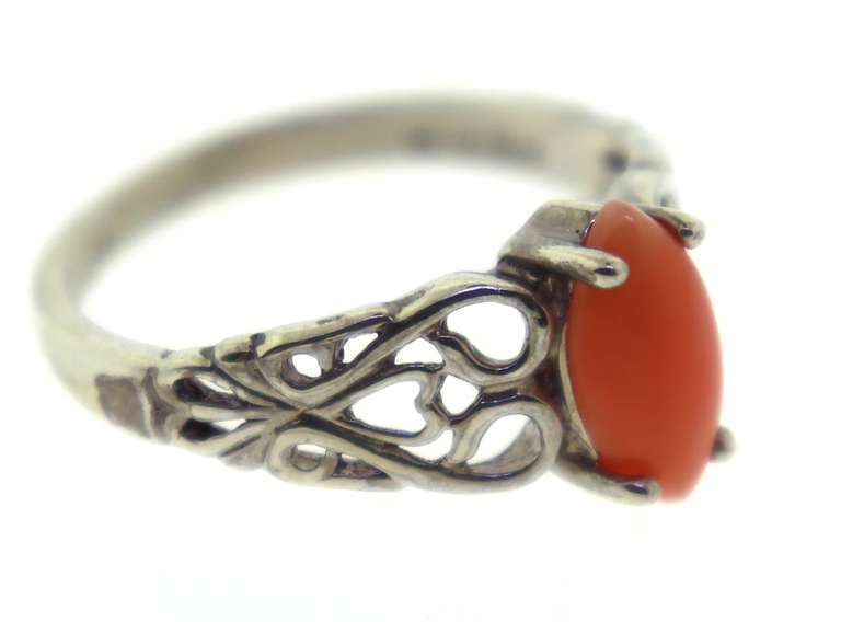 Sterling Silver Coral Ring