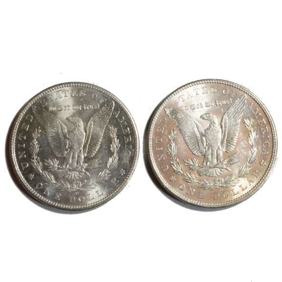 2 Frosty White BU 1902 O Morgan Dollars From A Roll
