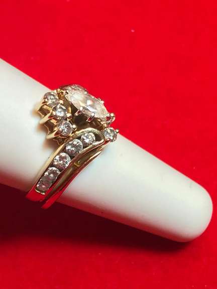 LADIES 14K YELLOW GOLD DIAMOND WEDDING SET 1.50 CARAT