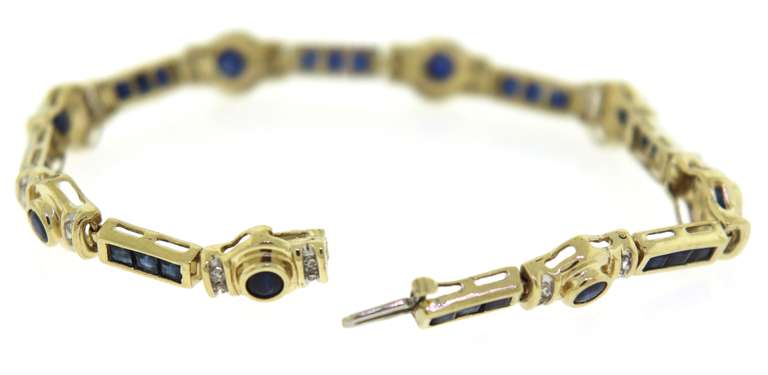Wonderful 14kt YG Blue Sapphire & Diamond Bracelet