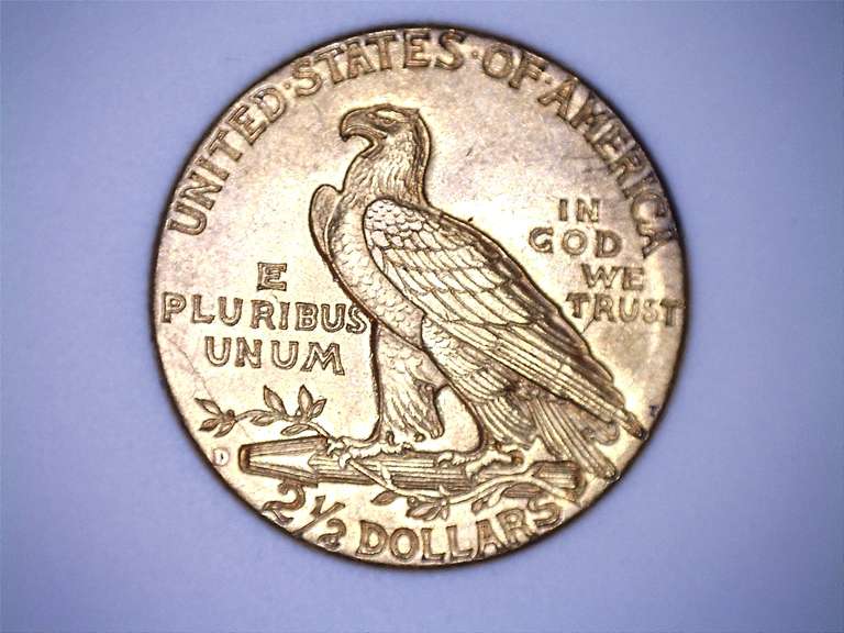 1925 D Near Unc  Indian US $2 1/2 Gold Quarter Eagle