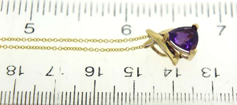 Fantastic 14kt YG Trillion Cut Amethyst Necklace
