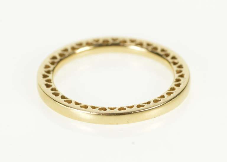 14K Yellow Gold Pandora Hearts of Stackable Heart Pattern Band Ring