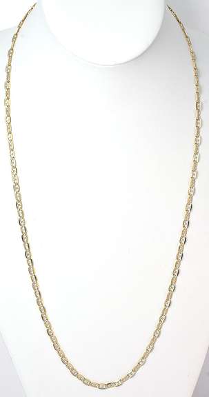 26-1/2-Inch Mariner Link Chain in 2-Tone 14KT Gold