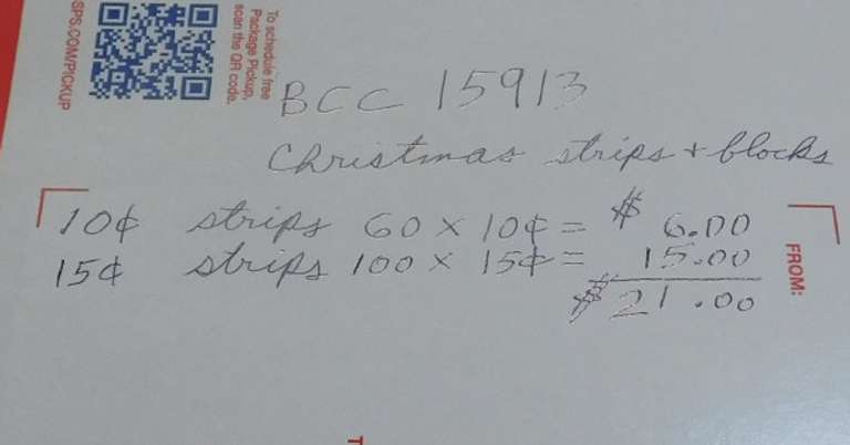 Stamps:  Christmas $21.00