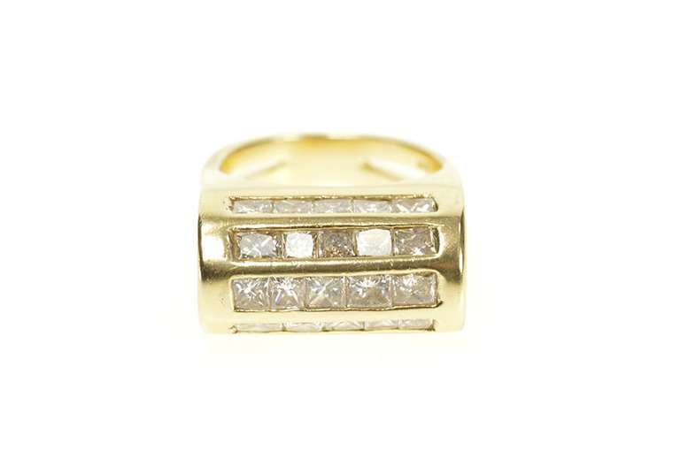 14K Yellow Gold 2.00 Ctw Five Row Princess Diamond Statement Ring